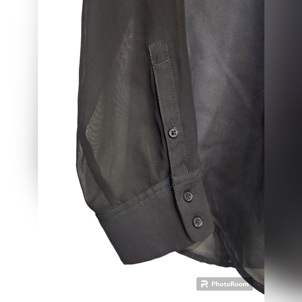 Express Collared Sheer Blouse Small Petite - Picture 3 of 6